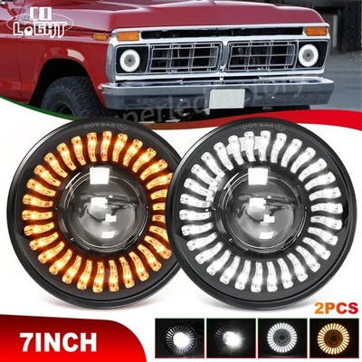 Par de faros LED RGB de 7"" pulgadas alto/bajo para camioneta Ford F100 F250 F350 1953-1977 Foto 1 de 4