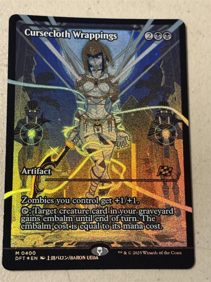 mtg full art showcase foil Cursecloth Wrappings, Aetherdrift, unplayed - Image 1 of 1