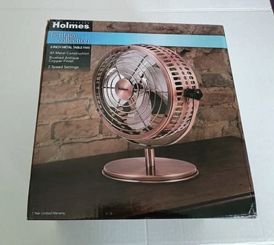 Ventilador de mesa Holmes Heritage 6 polegadas escovado antigo acabamento em cobre novo na caixa lacrado - Imagem 1 de 4