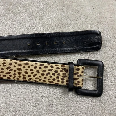 De Colección Cinturón Carlisle Mujer L Estampado Leopardo Cuero Negro Declaración Hecho en EE. UU. Boho Foto 1 de 4