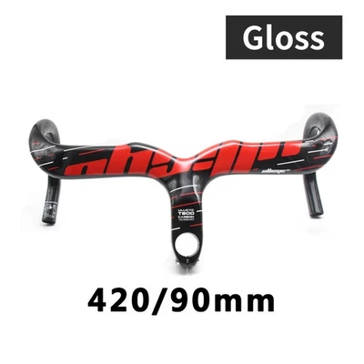 Road Bike Integrated Handlebar Black Gloss / Matte 400/420/440mm Bicycle Parts - Image 1 of 4