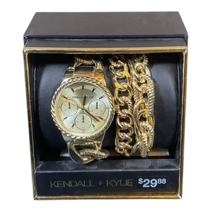 Kendall + Kylie Gold-Tone Watch & Bracelet Set – Rope Chain Detail AEKKGC21 - Picture 1 of 6