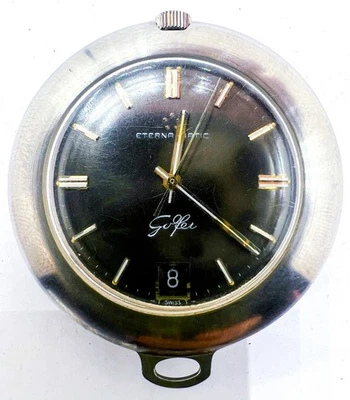 Eterna-Matic Automatic Wind Black Dial Mechanical Pocket Watch Calendar Working - Image 1 of 4