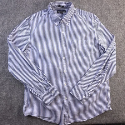 J Crew Mercantile Flex Shirt Large Slim Fit Blue Vertical Striped Long Sleeve - Image 1 of 4