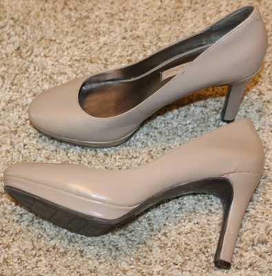 Bandolino Cuero Nude/Tostado Plataforma 3" Tacones Para Mujer Talla 6.5 Punta Redonda Foto 1 de 4