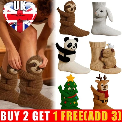 TWSOUL Unique Abstract Animal Socks Whimsical 3D Knitted Winter Novelty Christmas Gift