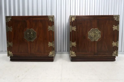 Pair Henredon Pan Asian Nightstands Cabinets - Image 1 of 4