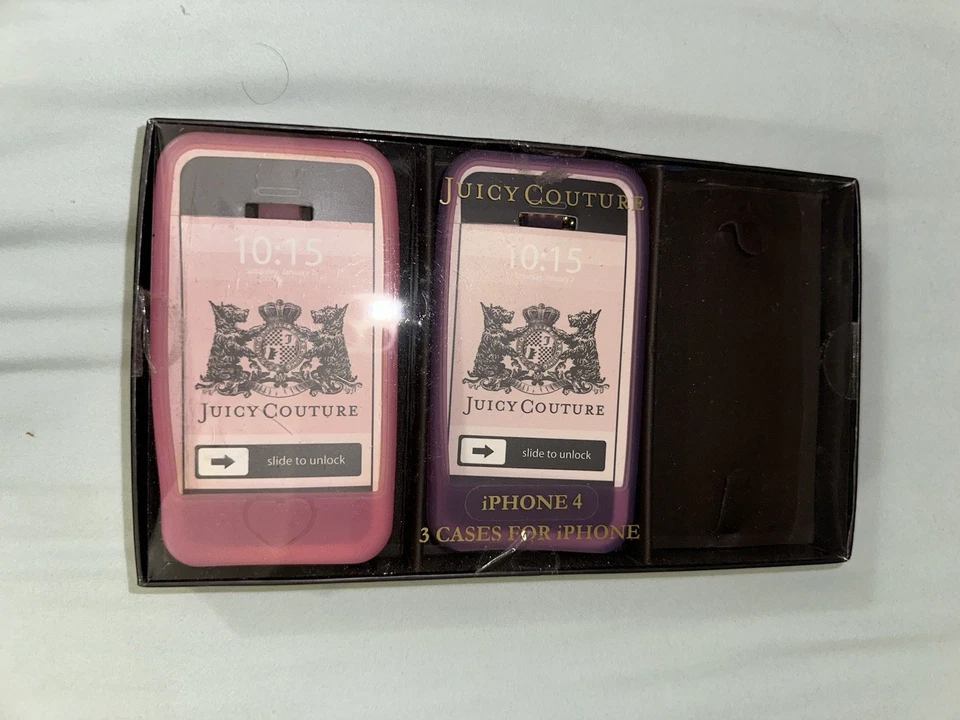 Fundas de silicona Juicy Couture para iPhone 4 - Lote de 2 (embalaje original) Foto 1 de 4