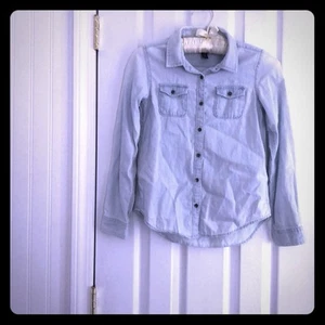 Back to School Chambray Light Denim Shirt Girls L 10 - Picture 1 of 6