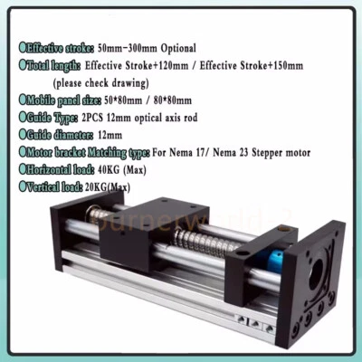 50-300mm Stroke CNC Linear Rail Guide SFU 1204/1605/1610 Ballscrew Slide Table - Image 1 of 4