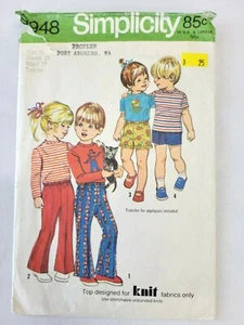 Pantalones y top Simplicity 9948 Vintage 1972 para niños pequeños y niños talla 1/2 cintura 19 - Imagen 1 de 2