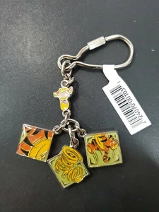 Vintage Disney Tigger Winnie the Pooh 1990's Chrome Enameled 4 Charms Keychain - Picture 1 of 2