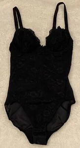 Vintage Sears Venchelle schwarz Spitze transparent Body Shaper 34B Bügel Riegel Schritt - Bild 1 von 8