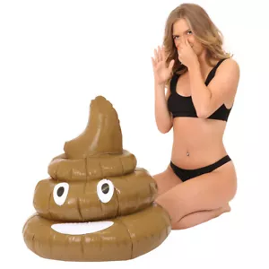 INFLATABLE POO EMOJI POOL FLOAT BLOW UP GIANT FAKE POOP FUNNY DECORATION GIFT - Picture 1 of 6