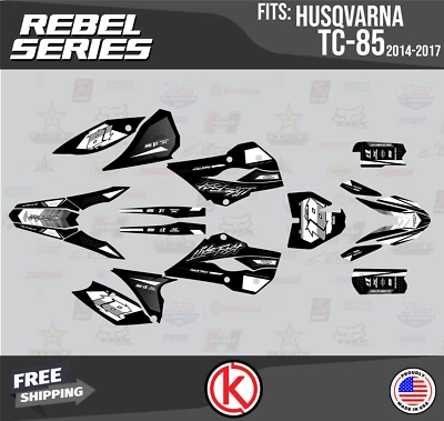 图形套件适用于 Husqvarna TC85 2014 2015 2016 Rebel Series - 白色 — 第 1/4 张图片