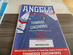 Tonbridge Angels. - v.- Weymouth. Southern Lgue. 1995-6. **VGC** - Picture 1 of 12