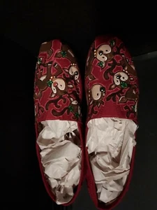 TOMS Custom Hand Painted Rudolph the Red Nose Reindeer Canvas Shoes Women Sz W9 - Picture 1 of 11