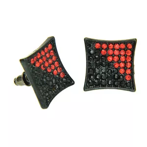 Men's Iced XL 17 mm Square Push Back Stud Earrings TE 510 - Picture 1 of 27
