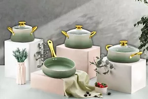 Dora Collection 7-teiliges Antihaft-Granit-Kochgeschirr-Set (grün) - Bild 1 von 1