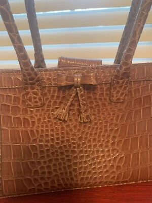 Bolso de Mano Vantage Liz Claiborne Patrón Cocodrilo Limpio Forrado Interior Foto 1 de 2