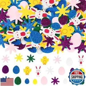 500Pcs Easter Foam Stickers, Easter Bunny Eggs Chick Flower Self-Adhesive Foa - Picture 1 of 5