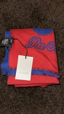 Gucci Lana Tigre Jacquard Silenciador Unisex Bufanda L'Aveugle Par Amour Azul/Rojo Foto 1 de 4
