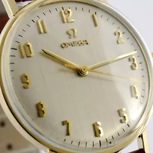 GORGEOUS OMEGA GOLD FILLED REF 6313 ELEGANT DIAL ARABIC SERVICED MIDSIZE WATCH - Picture 1 of 15