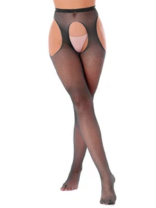 Damen Sexy Strumpfhose Netzstrümpfe Schritt offen Dessous Reizwäsche Pantyhose - Bild 1 von 56