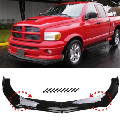 For Dodge Ram 1500 Glossy Black Front Bumper Lip Spoiler Splitter Body Kit - Image 1 of 4