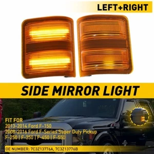 2x Amber Lens Full LED Side Mirror Marker Signal Light For 2013-2014 Ford F-150 - Picture 1 of 12