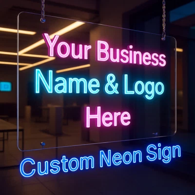 Letrero de negocios retroiluminado LED personalizado exterior iluminado escaparate señalización para tienda Foto 1 de 4