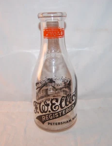 Vintage Ein Quart Milchflasche F. W. ELLIOTT Petersham Mass. - Bild 1 von 4