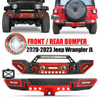 Steel Front/Rear Bumper W/Led Lights Winch Plate For 2018-2023 Jeep Wrangler Jl