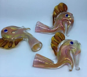 MINI 3” ONE HITTER FISH BLOWN SLIME BOWL SPOON GLASS CHILLUM HAND PIPE USA HEAVY - Picture 1 of 12