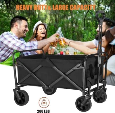 150KG Bollerwagen Faltbar Offroad Schwarz Transportwagen Handwagen Strandwagen - Bild 1 von 4