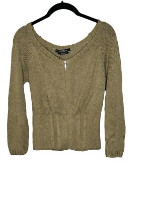 NWT Weekend Max Mara Women’s Cardigan Sweater Small Zip Front Structured Brown - Image 1 of 4