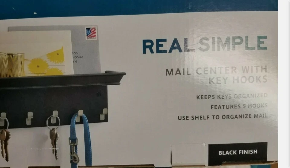 Porta-chaves e correio de parede simples real - Preto - Imagem 1 de 1