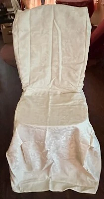 Fundas para sillas blancas con patrón de hojas florales de tela de novio para boda recepción (2) Foto 1 de 3