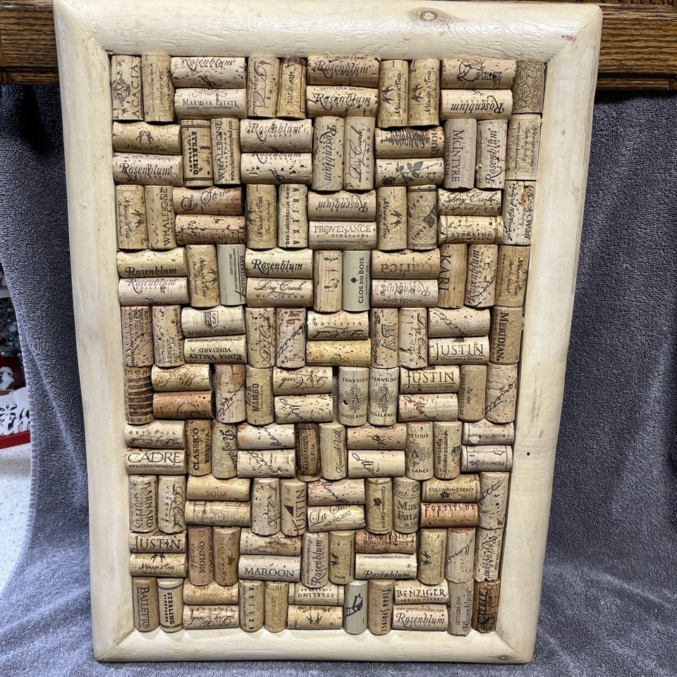 WINE CORK BOARD 21 X 16 FRAME WITH WINE BOTTLE CORKS. Various Uses - Image 1 of 4