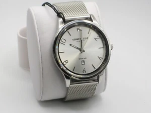 Kenneth Cole 44mm Diamond Stainless Mesh Band Men's Quartz Watch KC50882009 - Picture 1 of 5
