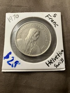 1970 Switzerland Swiss Five 5 Francs coin  - Picture 1 of 2