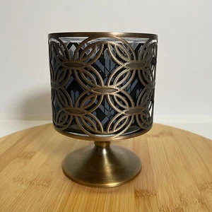 Bath & Body Works Brass Circle Geometric Pedestal Metal 3 Wick Candle Holder - Picture 1 of 9