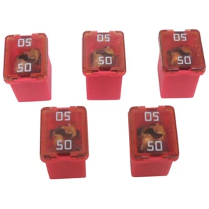 50 Amp 58V Low Profile J-Case Red Cartridge Fuse 5-Pack Littelfuse LJCA50 - Foto 1 di 1
