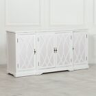 Colonial Style Breakfront White Painted Mirror Door Buffet Sideboard Cabinet