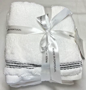 Villafelpos Colección Spa Paños (4) BLANCO NEGRO RAYA 13 X 13 Portugal Nuevo en Paquete - Imagen 1 de 2