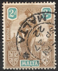 SG128 Sn:#103 2d 1922 MALTA Definitivi 1922-1926: Melita e Britannia - Foto 1 di 2