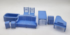 vintage Renwal dollhouse furniture blue living room bathroom  lot