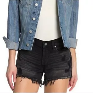 Blank NYC Distressed Button Fly gewaschene schwarze Shorts neu mit Etikett - Bild 1 von 4