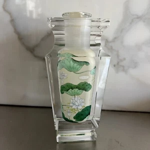 Crystal Reverse Painted Chinese Vase Locust Florals Handpainted Signed 6.5” - Picture 1 of 8