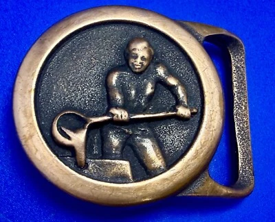Fivela de cinto Foundry Metal Worker latão maciço vintage 1978 por Tech Ether Guild - Imagem 1 de 4